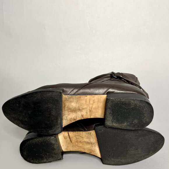 Alexander Wang Moto Boots Size 41 Women's Dark Brown And Black Leather Booties - Picture 11 of 11